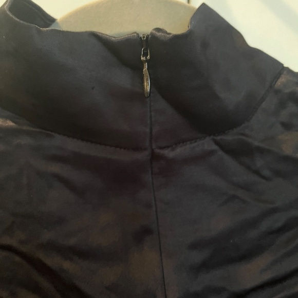 Sleeper NWT Elegant Black Silky Satin Party Ostrich Feather Trim Dress Size S - Picture 5 of 8